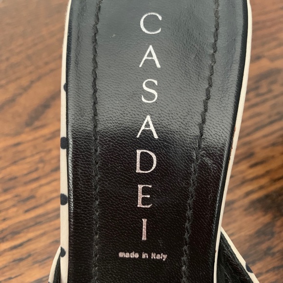 VINTAGE CASADEI SLIP ON HEELS POLKA DOT MADE IN ITALY DESIGNER SHOES - Picture 7 of 9
